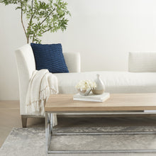 Navy Blue Textured Broken Stripes Throw Pillow