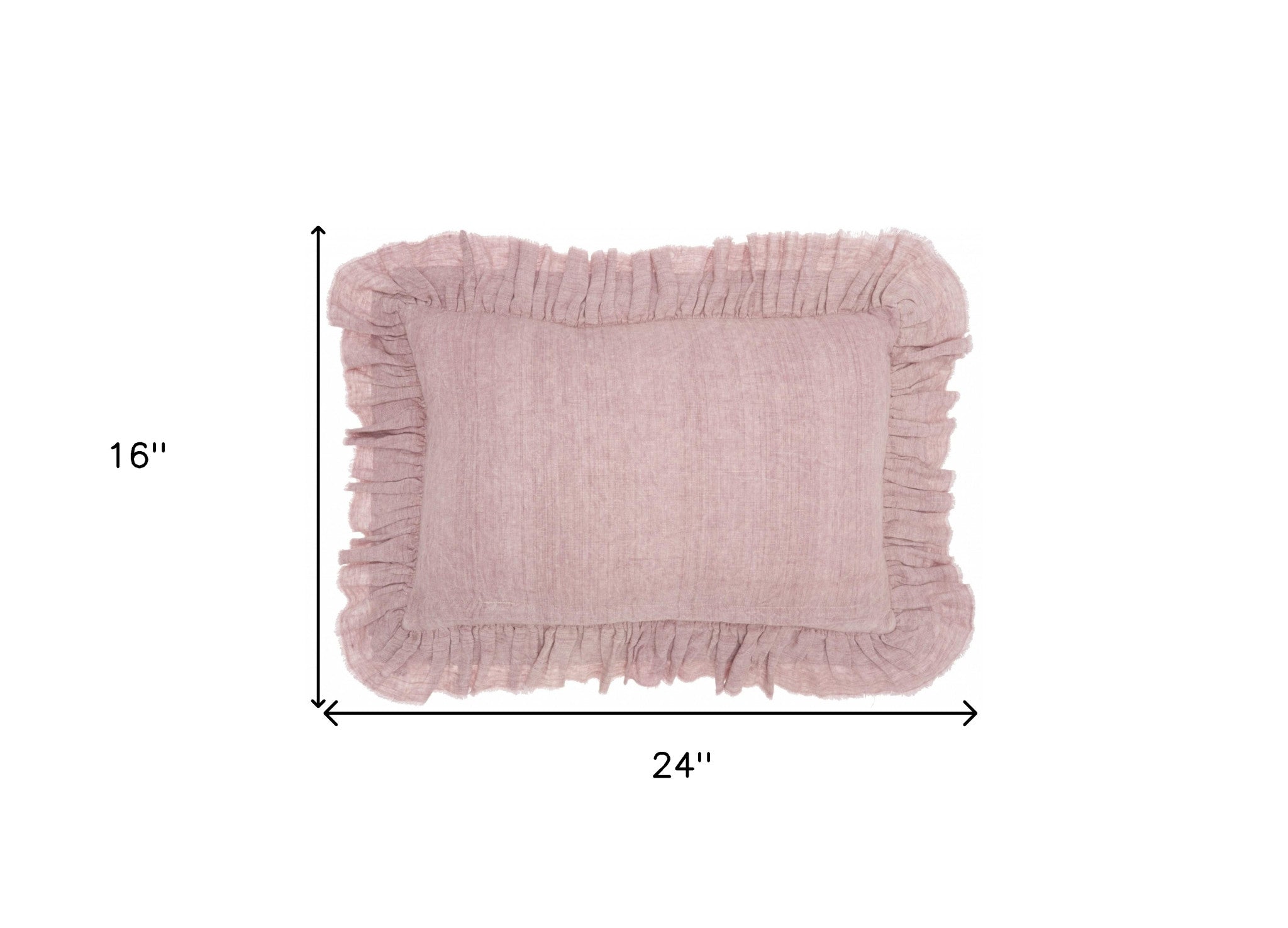 Dainty Ruffle Edged Pink Lumbar Pillow