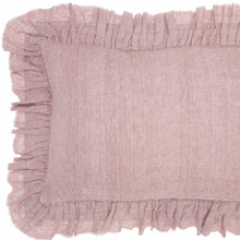 Dainty Ruffle Edged Pink Lumbar Pillow