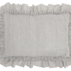Dainty Ruffle Edged Light Gray Lumbar Pillow