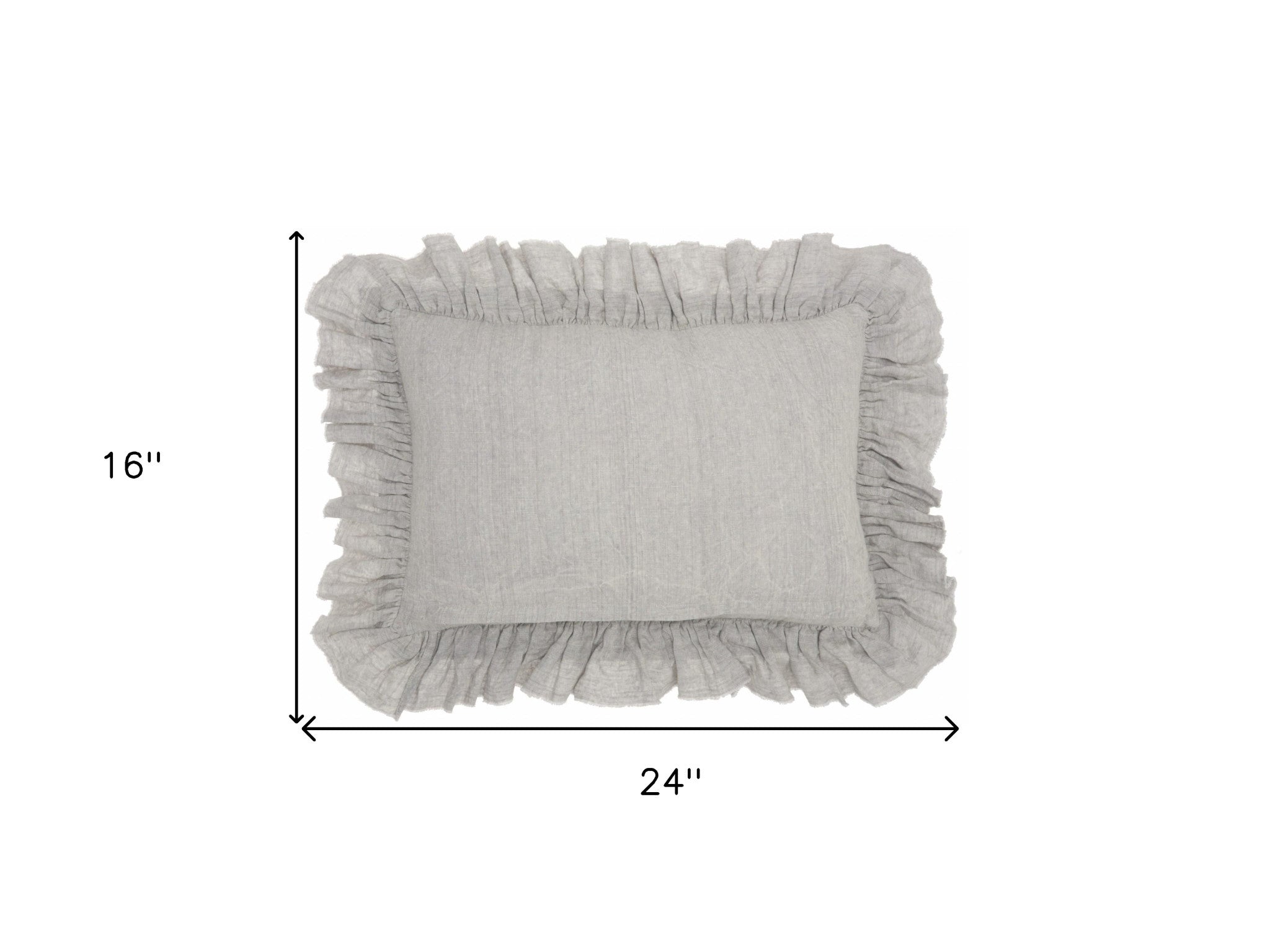 Dainty Ruffle Edged Light Gray Lumbar Pillow