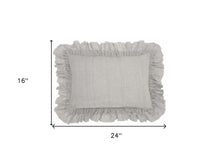 Dainty Ruffle Edged Light Gray Lumbar Pillow