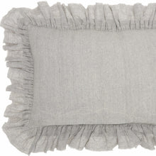 Dainty Ruffle Edged Light Gray Lumbar Pillow