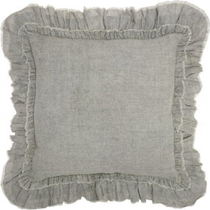 Dainty Ruffle Edged Light Gray Throw Pillow