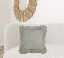 Dainty Ruffle Edged Light Gray Throw Pillow