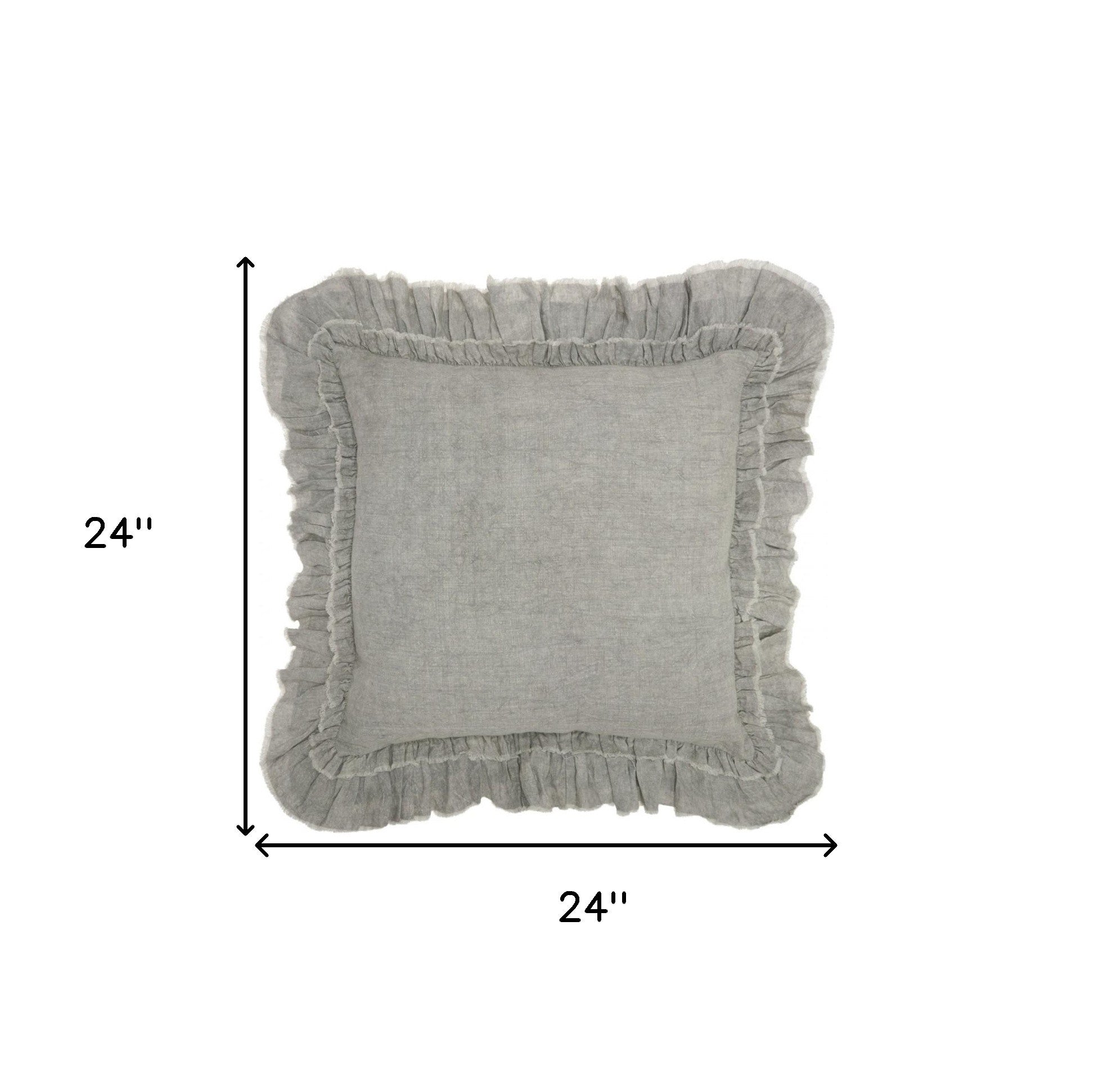 Dainty Ruffle Edged Light Gray Throw Pillow