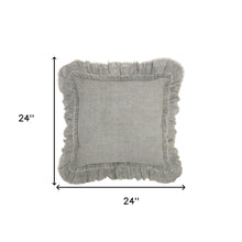 Dainty Ruffle Edged Light Gray Throw Pillow
