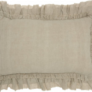 Dainty Ruffle Edged Beige Lumbar Pillow