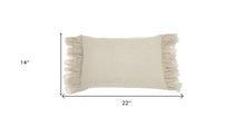 Wide Tasseled Marble Pink Lumbar Pillow