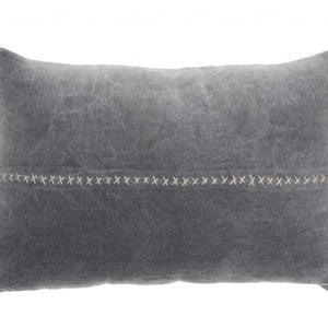 Wide Tasseled Marble Steel Blue  Lumbar Pillow