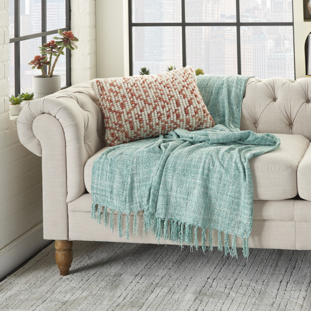 Peach Dotted Lumbar Pillow