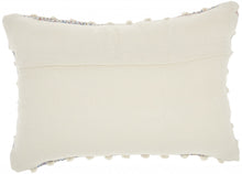 Blue Green Ivory Multi Woven Lumbar Pillow - 14