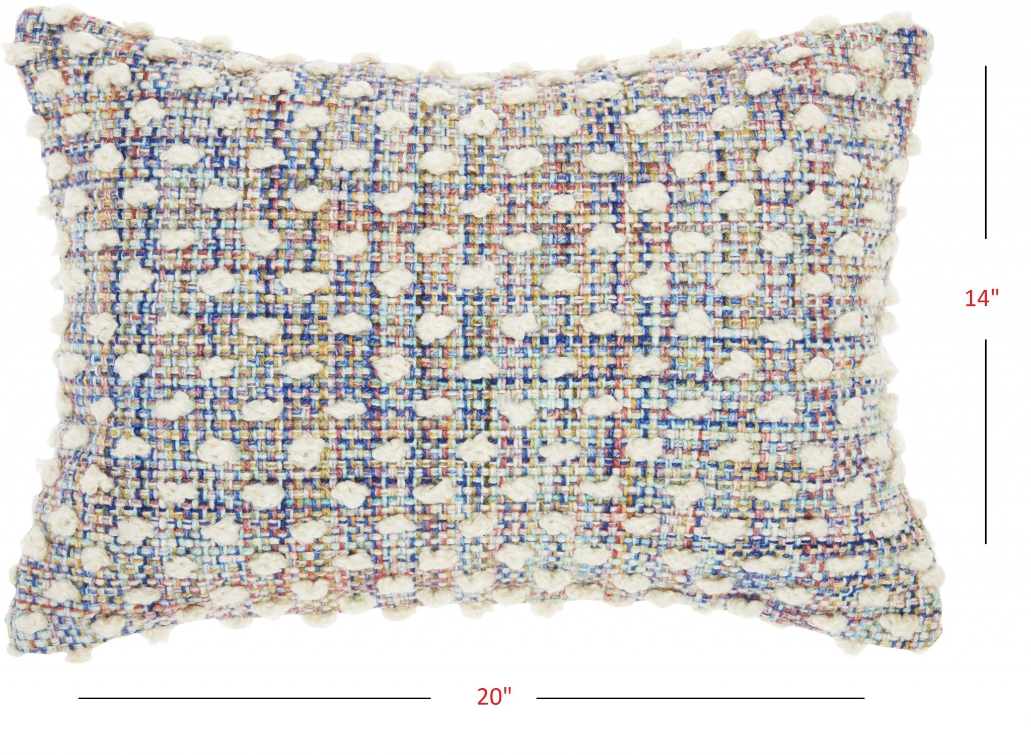 Blue Green Ivory Multi Woven Lumbar Pillow - 14" x 20"