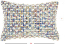 Blue Green Ivory Multi Woven Lumbar Pillow - 14