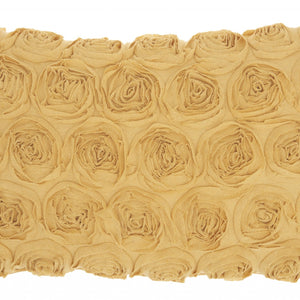 Yellow Embossed Rose Lumbar Pillow