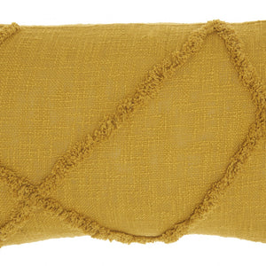 Dark Mustard Abstract  Shaggy Detail Lumbar Pillow