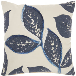 Floral Handcrafted Navy Accent Throw Pillow