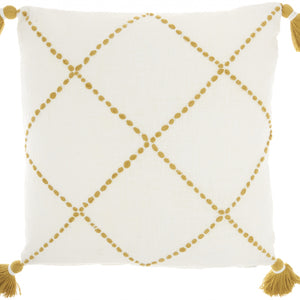 Boho Mustard Cotton Accent Throw Pillow