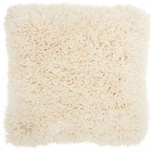 Fluffy Cream Shag Accent Throw Pillow