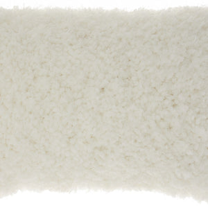 White Knubby Plush Lumbar Throw Pillow