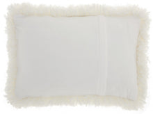 White Knubby Plush Lumbar Throw Pillow