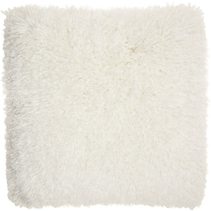 Fluffy White Shag Accent Throw Pillow