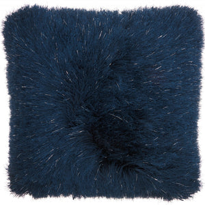 Plush Navy Shag Accent Throw Pillow