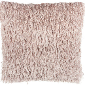 Square Blush Pink Shag Throw Pillow