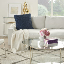 方形海軍藍粗毛抱枕