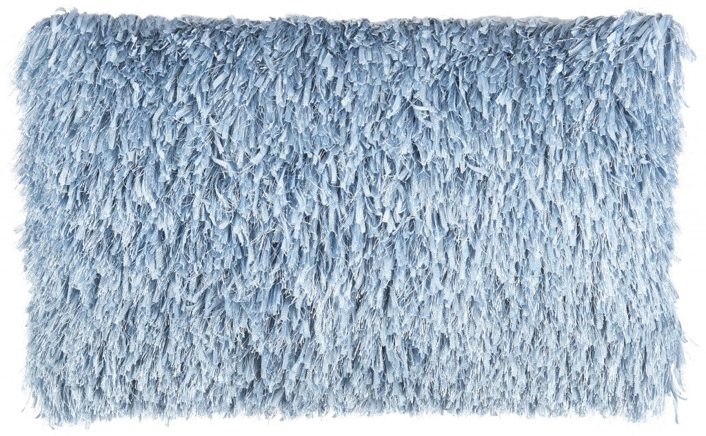 Long Ocean Blue Shag Cojín
