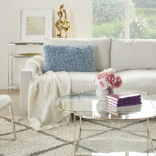 Long Ocean Blue Shag Cojín