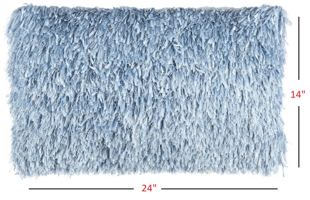 Long Ocean Blue Shag Cojín