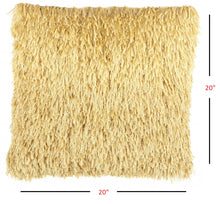 Square Yellow Shag Throw Pillow