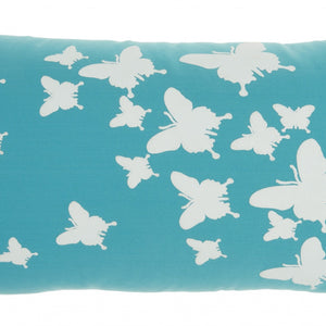Bright Blue Butterfly Print Lumbar Pillow
