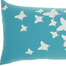 Bright Blue Butterfly Print Lumbar Pillow