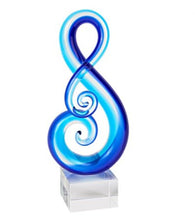 Stylish Light Blue Musical Clef Glass Sculpture