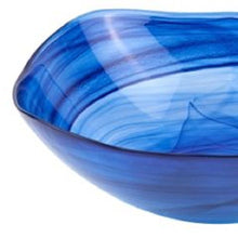 10 Contemporay Soft Square Blue Swirl Glass Bowl