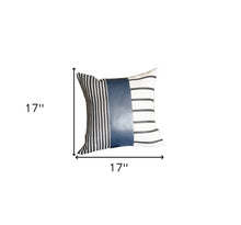 Funda de cojín lumbar tradicional de piel sintética azul marino y rayas monocromáticas