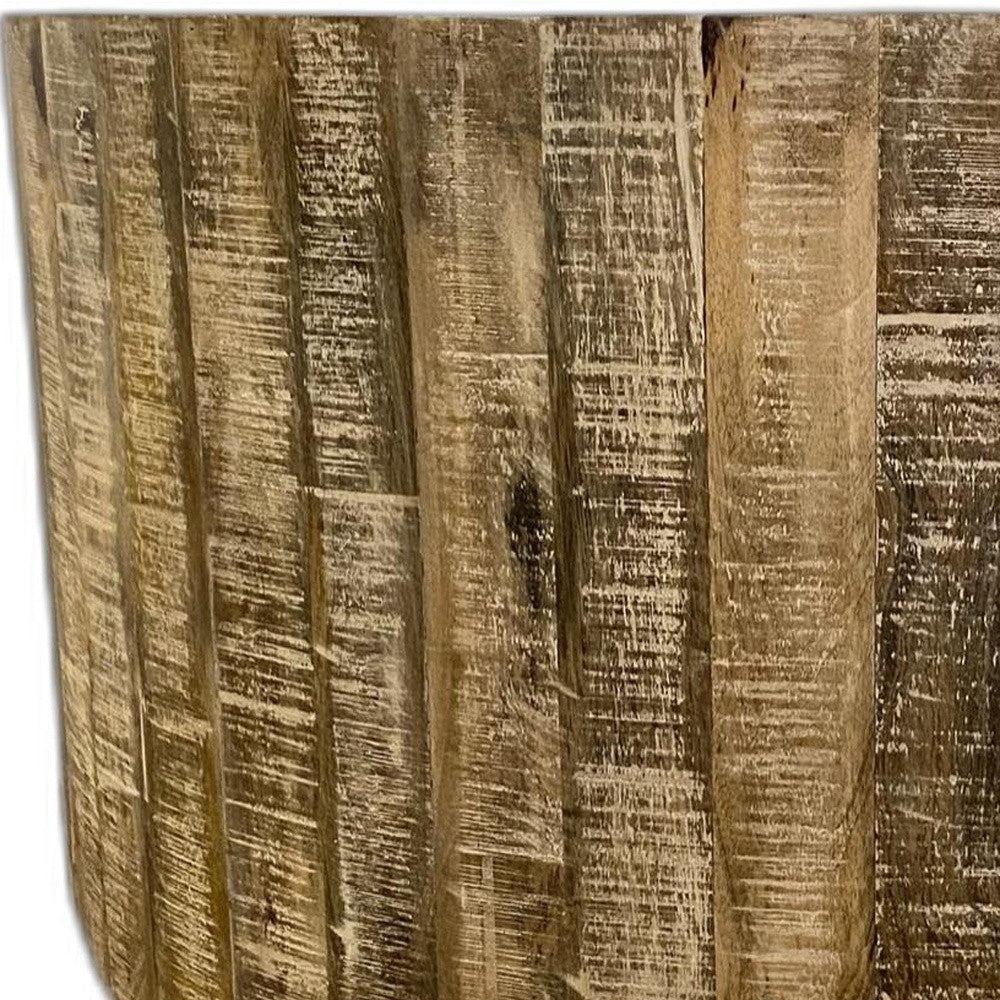 Mesa de centro rústica redonda de tocón actualizada