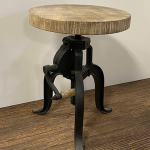 Industrial Adjustable Rustic Crank Stool