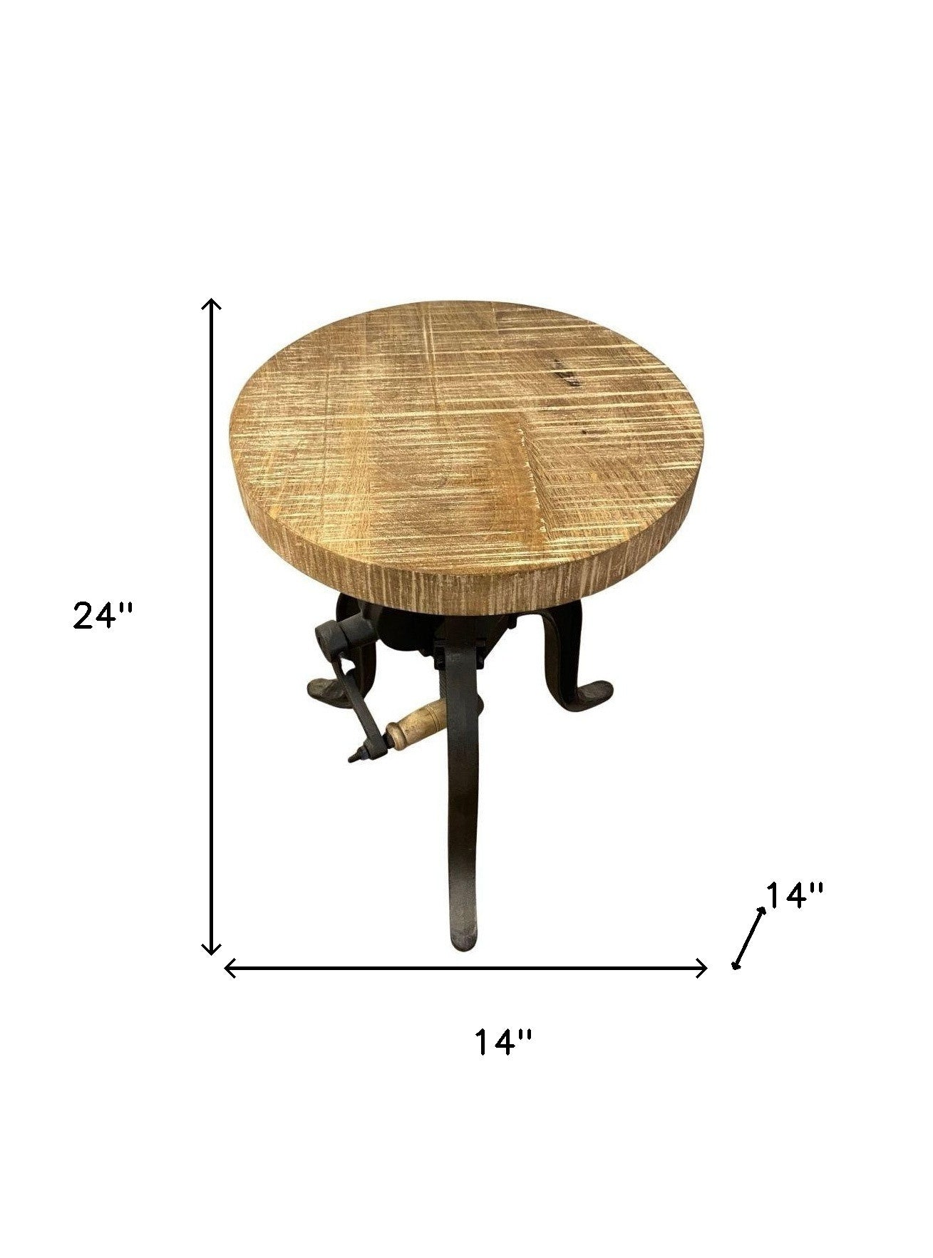 Industrial Adjustable Rustic Crank Stool