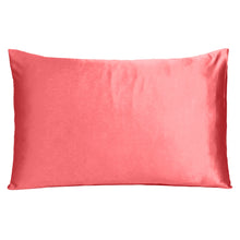 Coral Dreamy Set Of 2 Silky Satin Queen Pillowcases