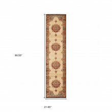 2’ X 8’ Gold And Orage Floral Medallionrunner Rug