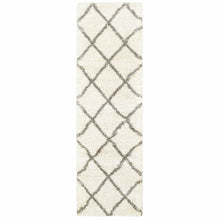 2’ X 3’ Ivory And Gray Geometric Lattice Scatter Rug