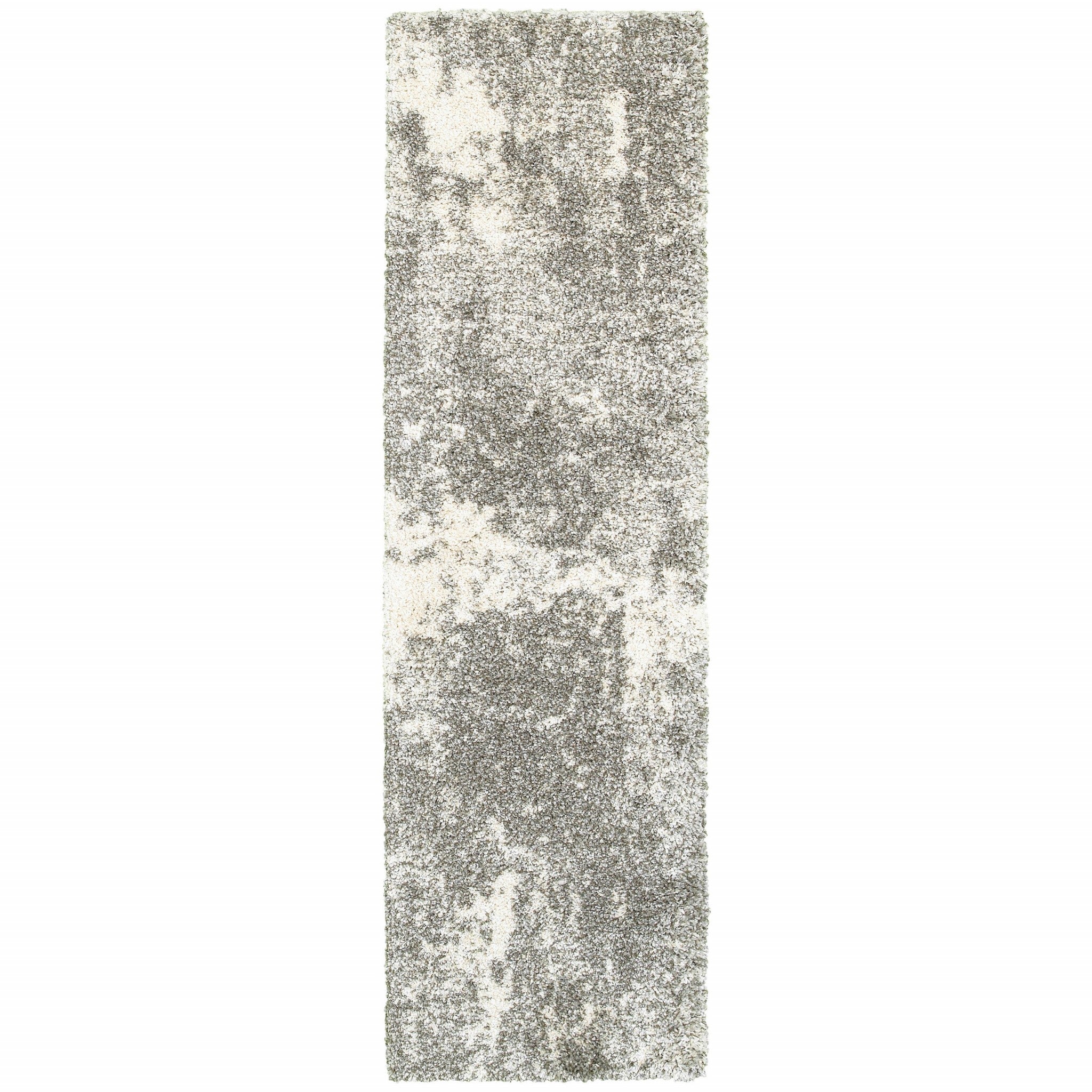 2’ X 3’ Gray And Ivory Distressed Abstract Scatter Rug