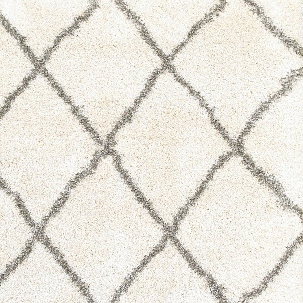 2’ X 3’ Ivory And Gray Geometric Lattice Scatter Rug