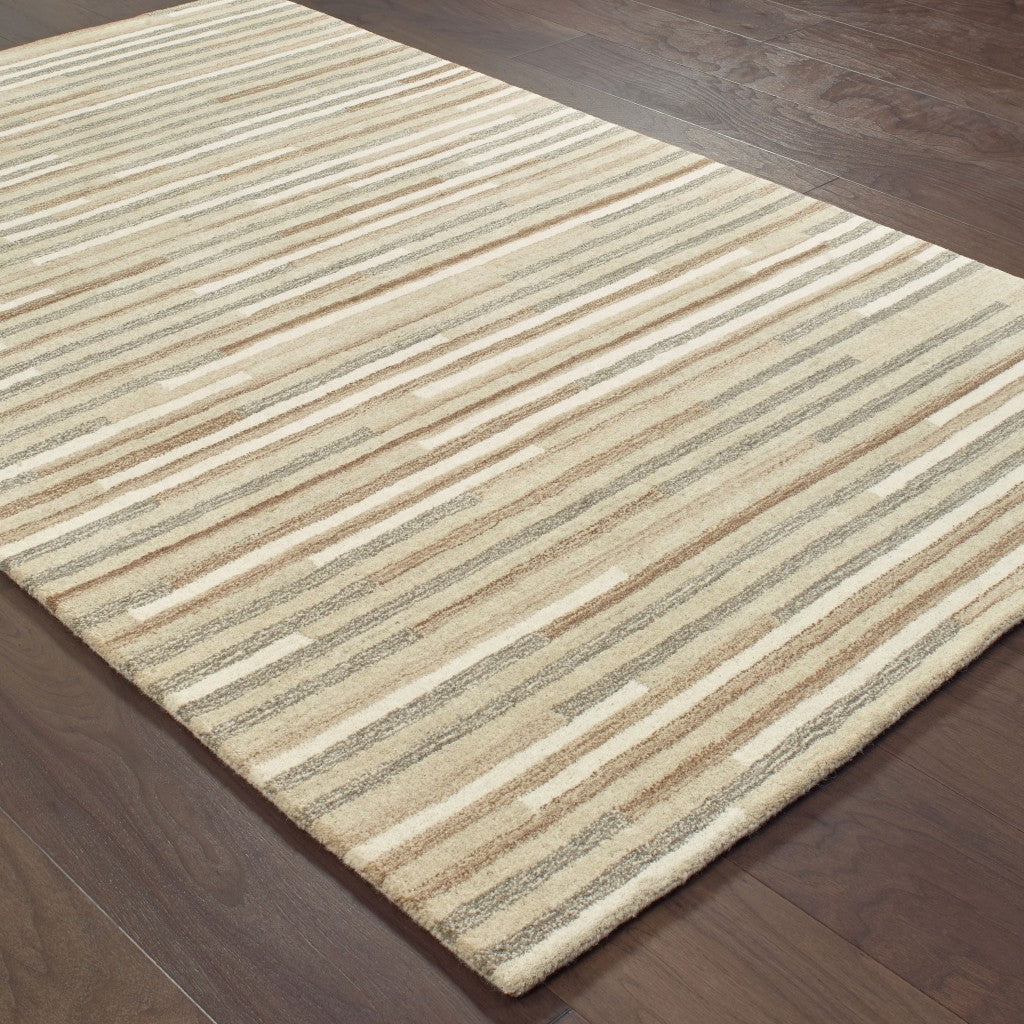 4’ X 6’ Beige And Gray Eclectic Linesarea Rug