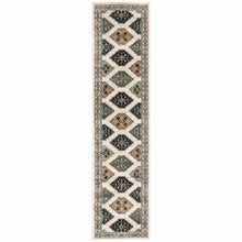 Abstract Ivory And Gray Geometric Indoor Runner Rug - 2’ x 8’