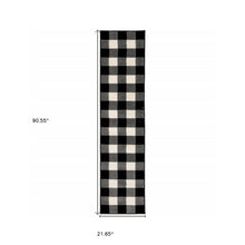 2’ X 8’ Monochromatic Gingham Pattern Indoor Runner Rug