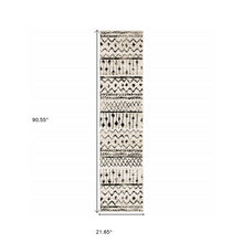 2’ X 8’ Ivory And Black Eclectic Patterns Indoor Runner Rug